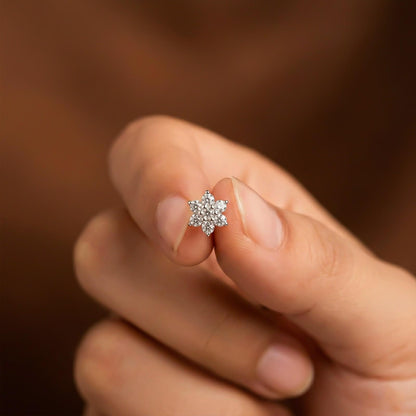 Silver Floral Cluster CZ Nose Pin