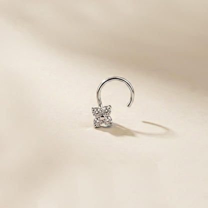 Silver Floral CZ Nose Pin for Women