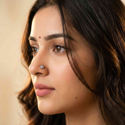 Silver Star Shape CZ Nose Pin for Women