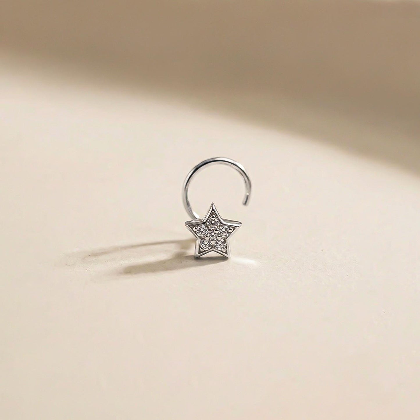 Silver Star Shape CZ Nose Pin for Women