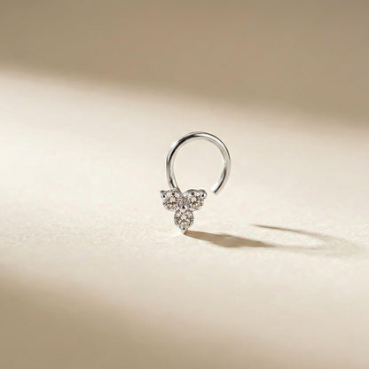 Silver Triple Stone CZ Nose Pin