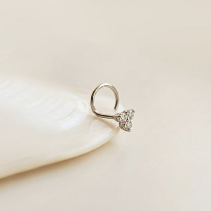 Silver Triple Stone CZ Nose Pin