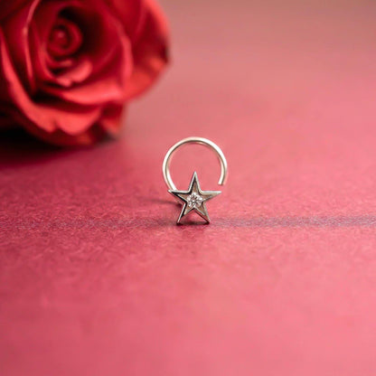 Silver Minimal Star CZ Nose Pin for Women