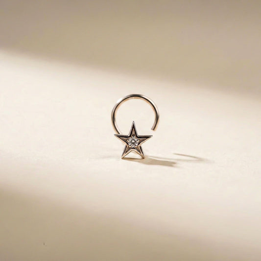 Silver Minimal Star CZ Nose Pin for Women