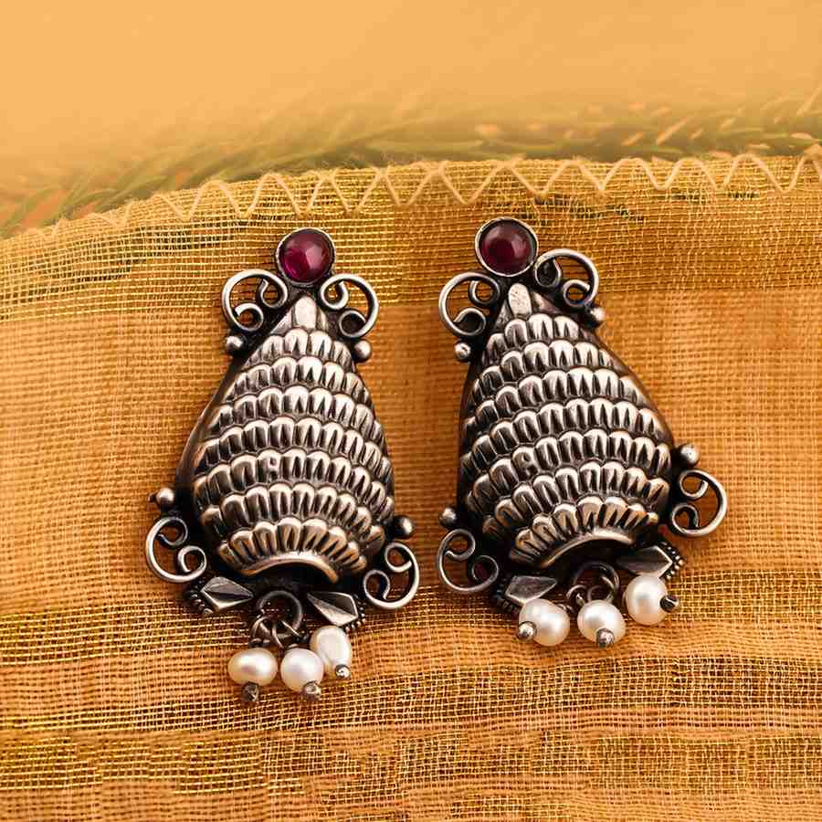 Oxidized Silver Earrings Women,