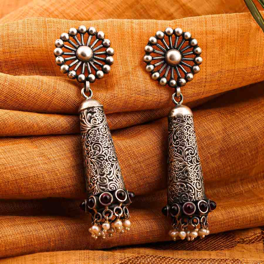 Oxidized Silver Earrings Women,