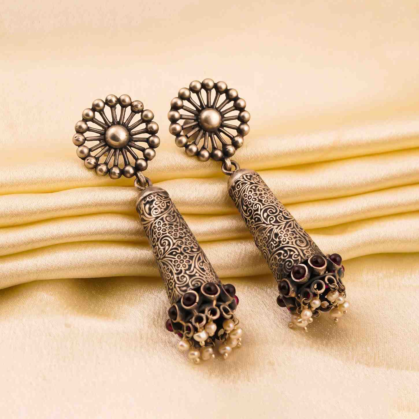 Oxidized Silver Earrings Women,