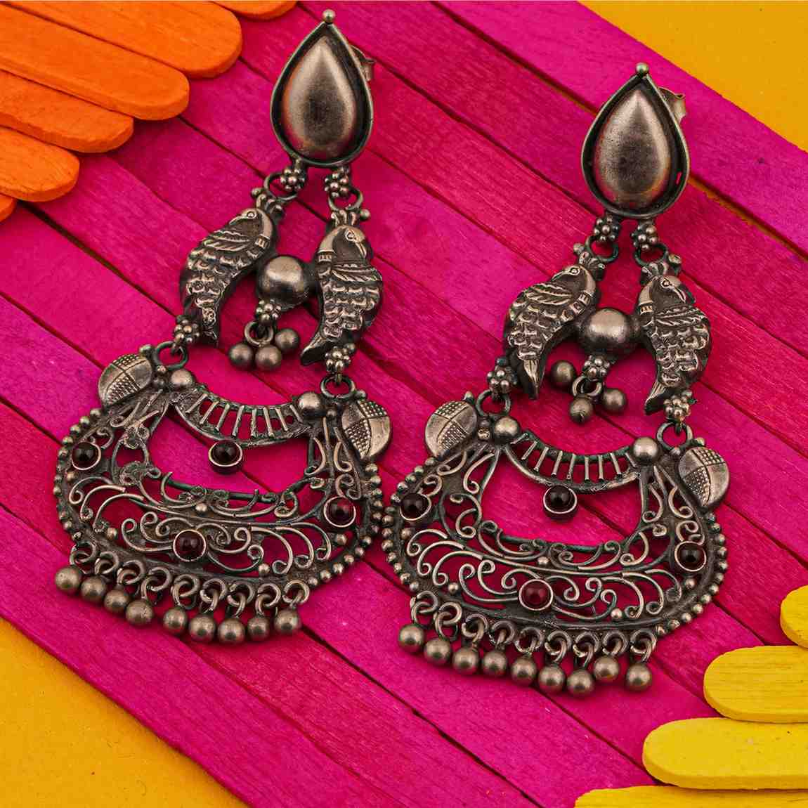 Oxidized Silver Earrings Women,