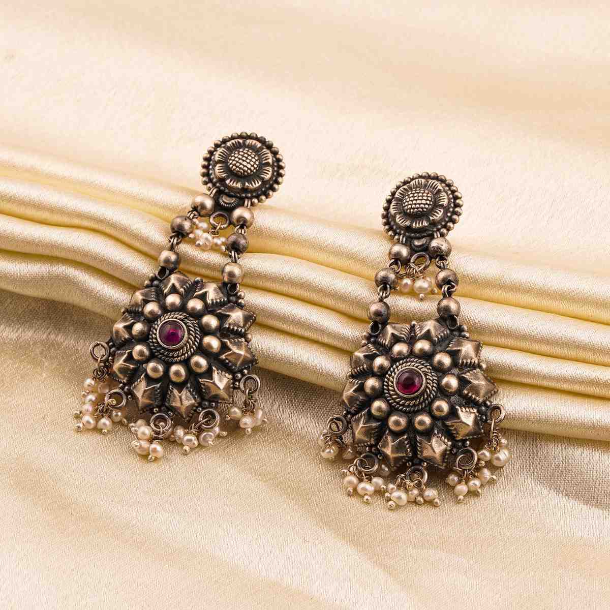 Oxidized Silver Earrings Women,