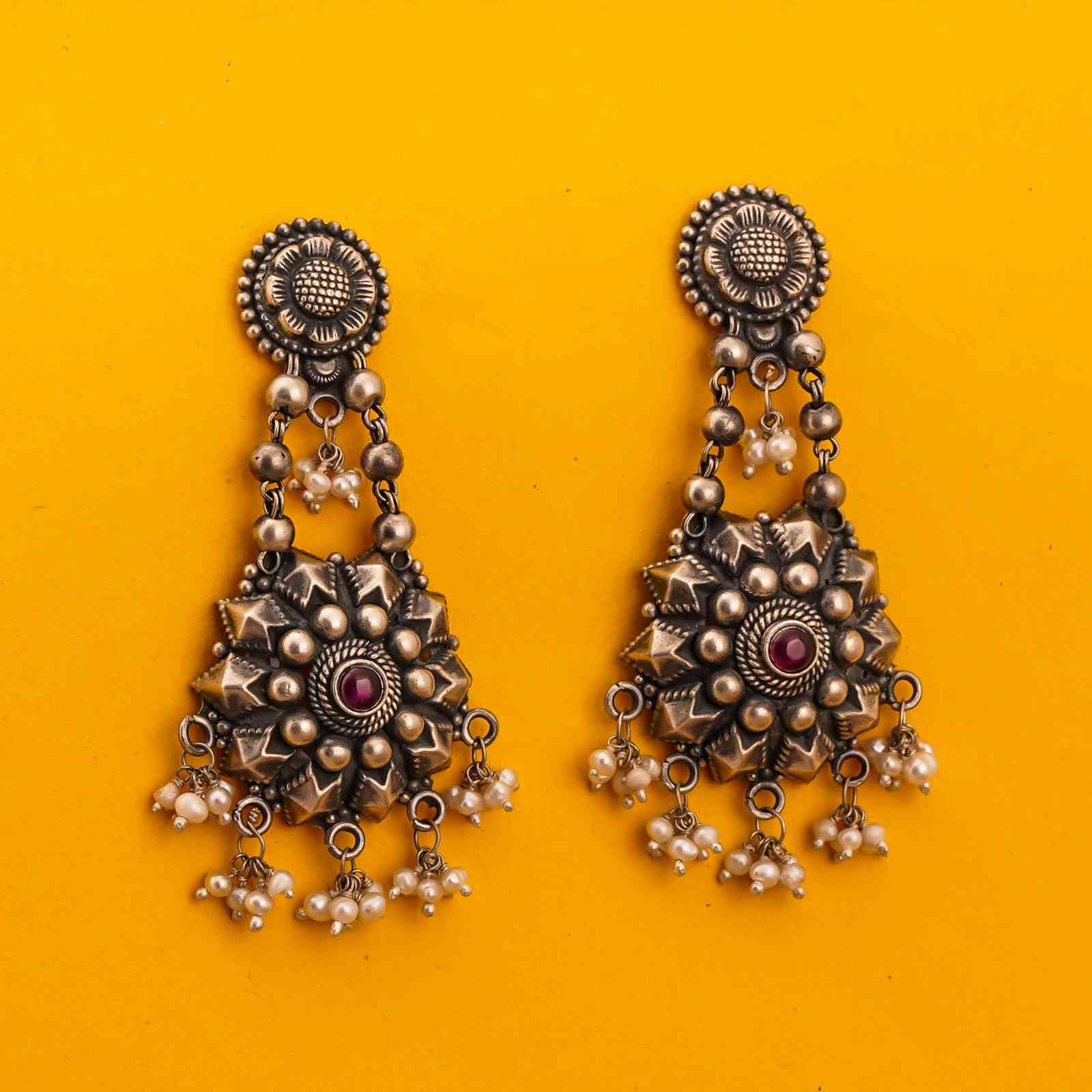Oxidized Silver Earrings Women,