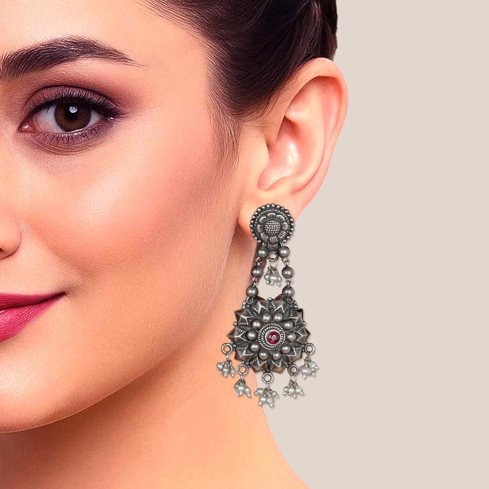 Oxidized Silver Earrings Women,