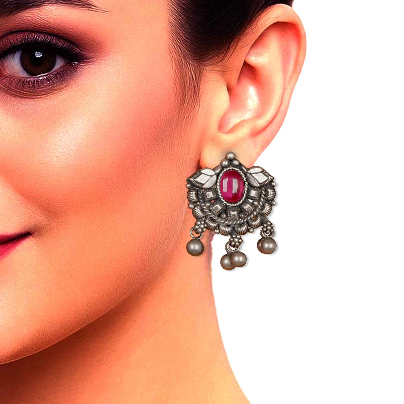 Oxidized Silver Earrings Women,