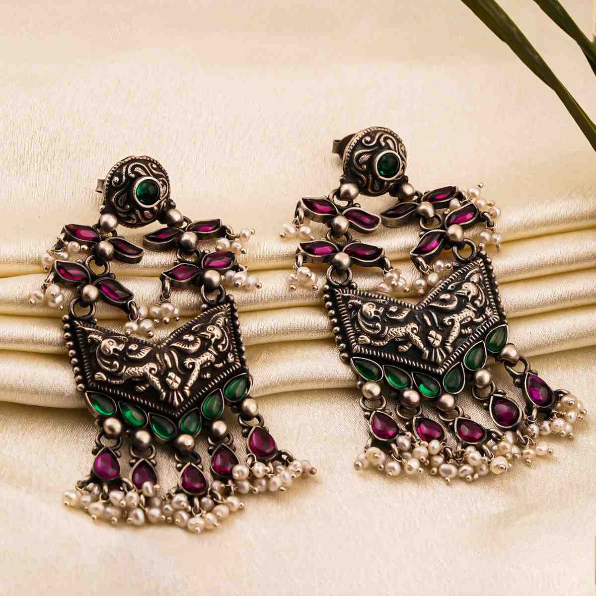 Oxidized Silver Earrings Women,