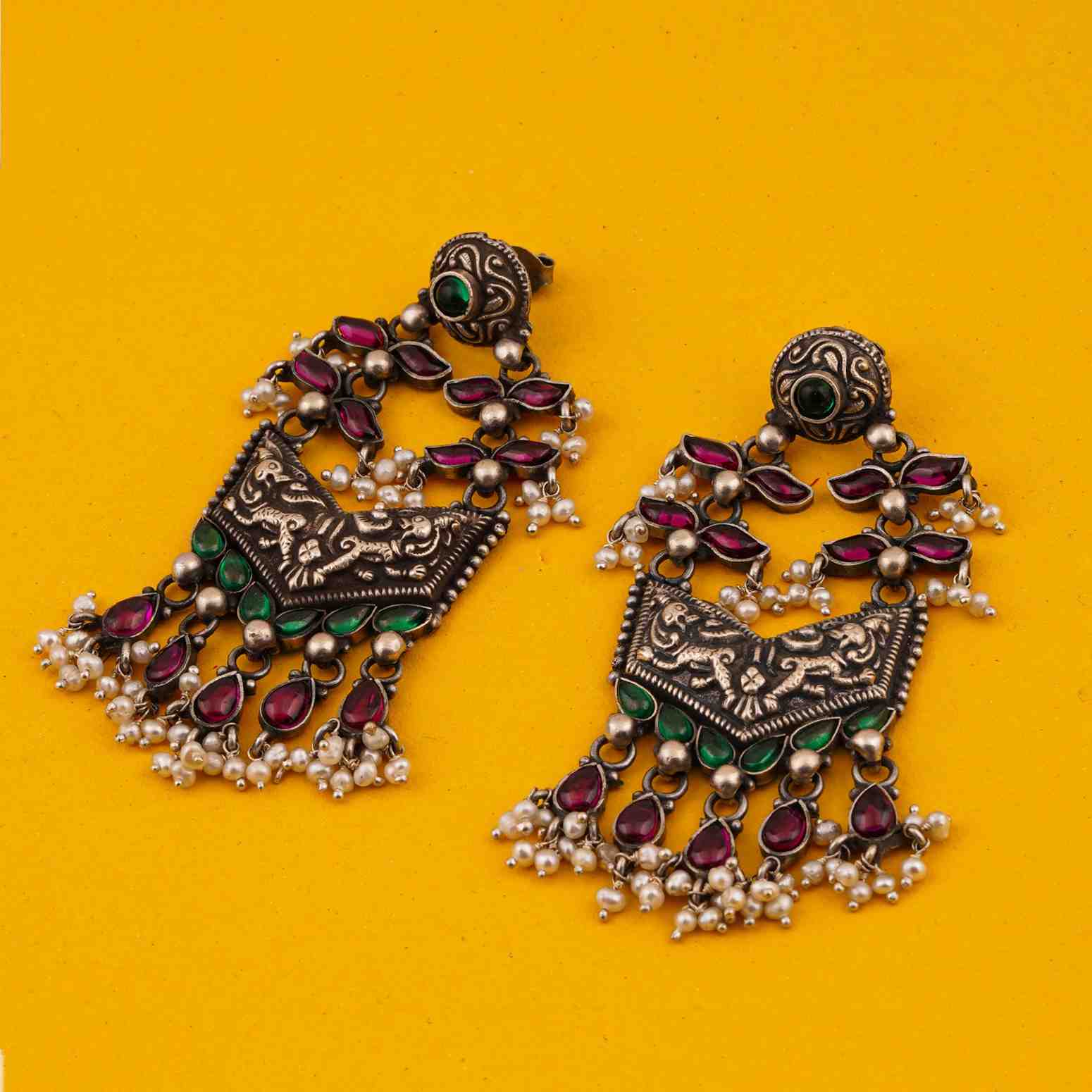 Oxidized Silver Earrings Women,