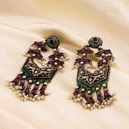 Oxidized Silver Earrings Women,