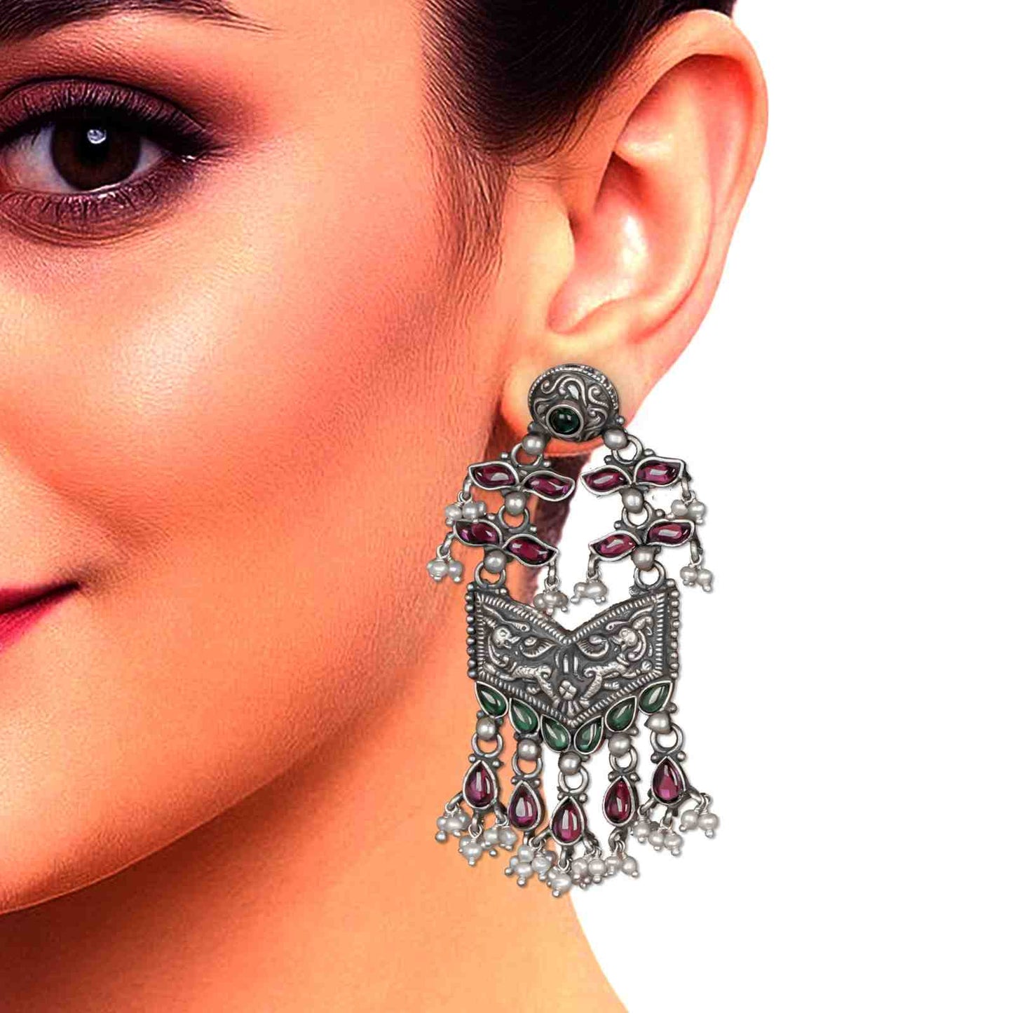 Oxidized Silver Earrings Women,