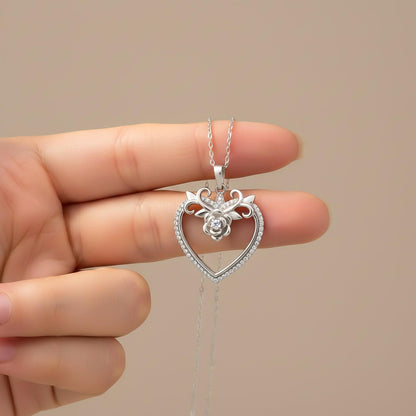 Silver Heart Flower Style Love Pendant