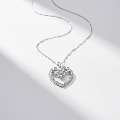 Silver Heart Flower Style Love Pendant