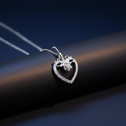 Silver Heart Flower Style Love Pendant