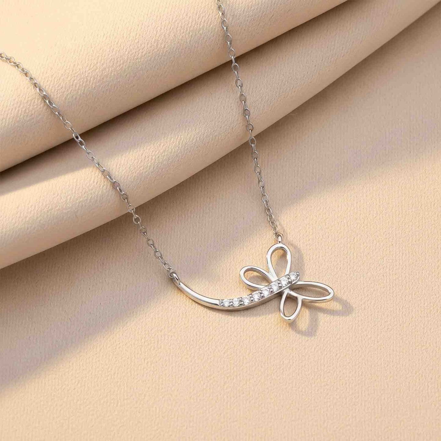 Silver Dragonfly Swiss Zircon Pendant