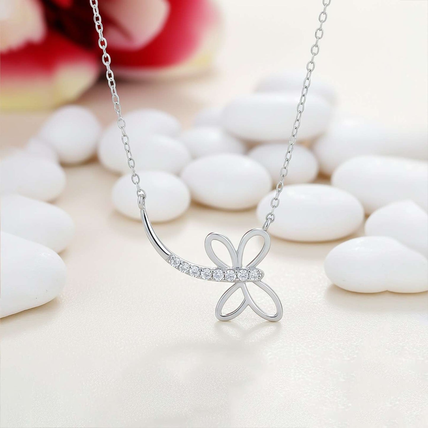 Silver Dragonfly Swiss Zircon Pendant