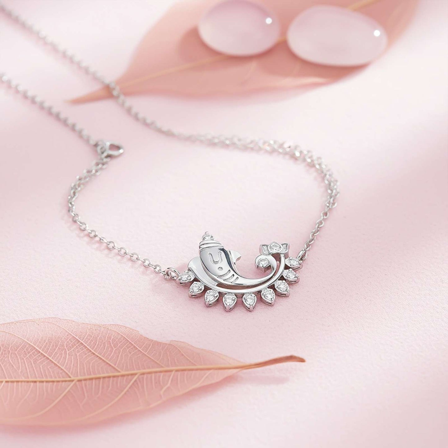 Silver Lord Ganesh Diamond Pendant