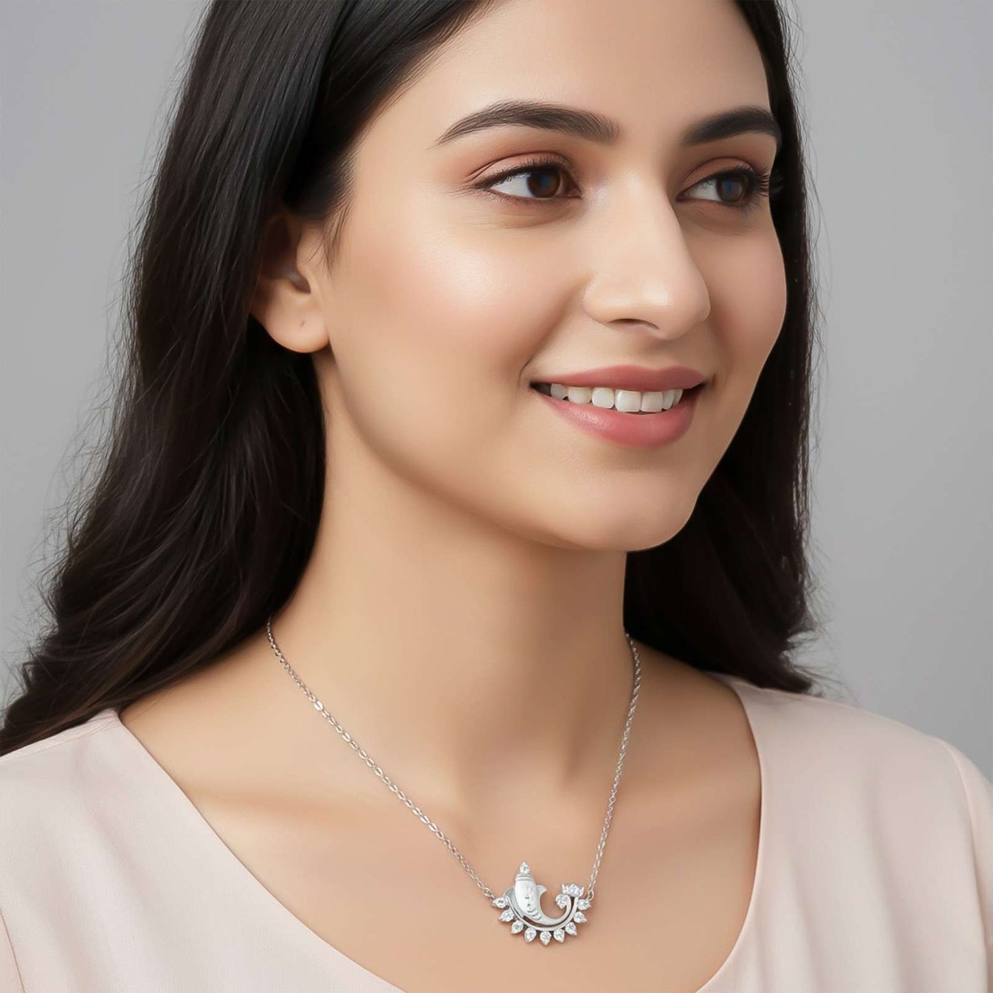 Silver Lord Ganesh Diamond Pendant