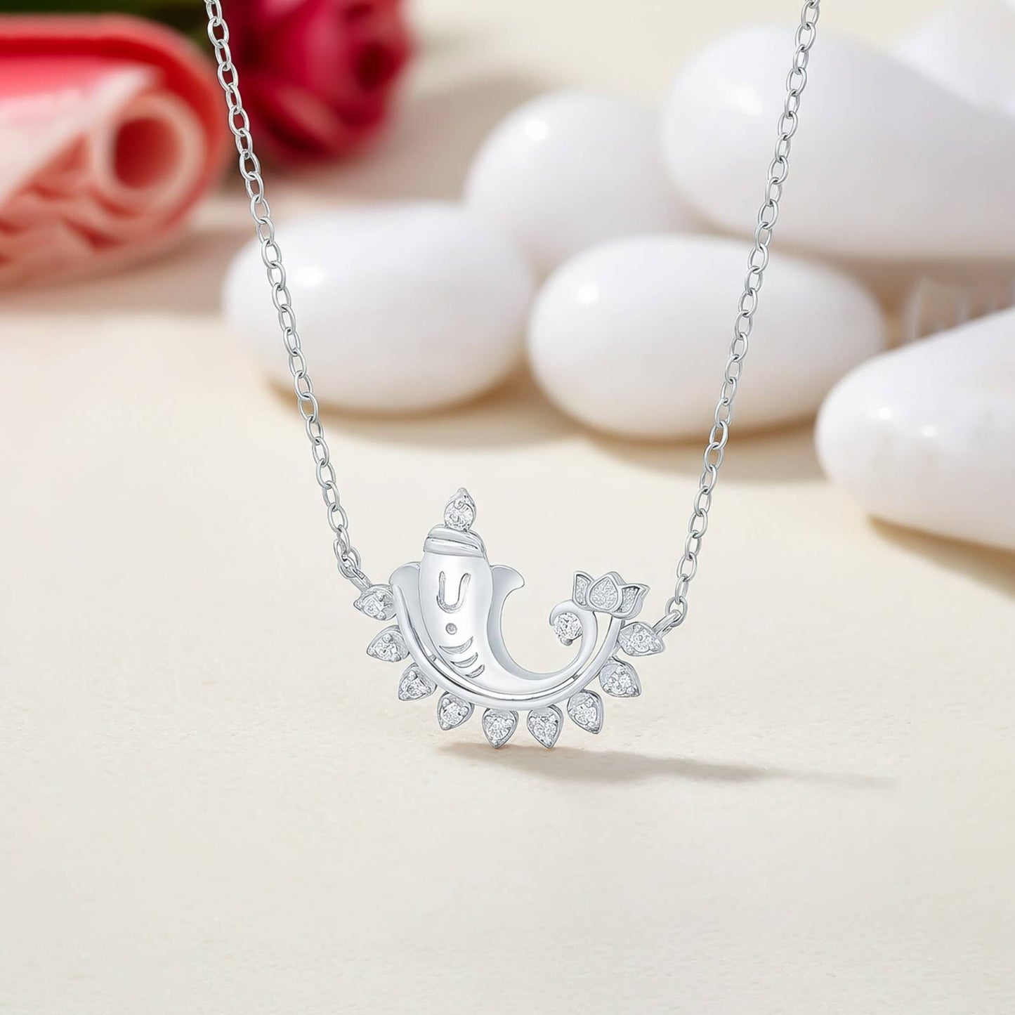 Silver Lord Ganesh Diamond Pendant