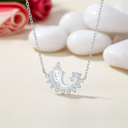 Silver Lord Ganesh Diamond Pendant