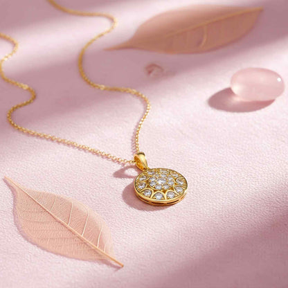 Golden Round Vintage Pendant For Her