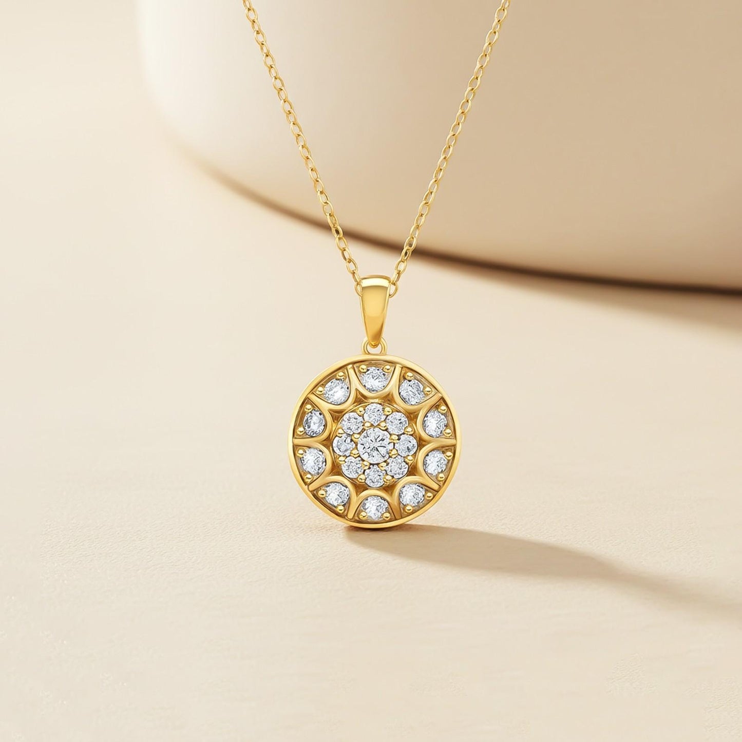 Golden Round Vintage Pendant For Her