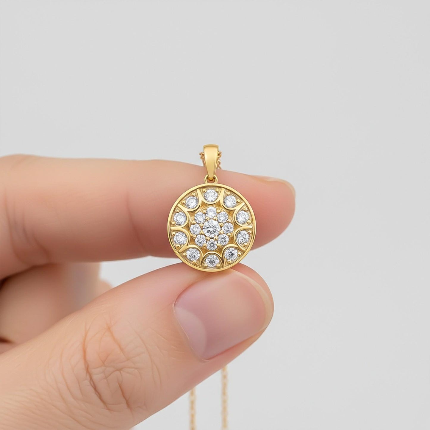 Golden Round Vintage Pendant For Her