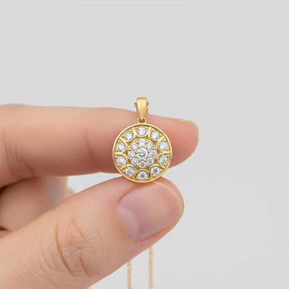 Golden Round Vintage Pendant For Her