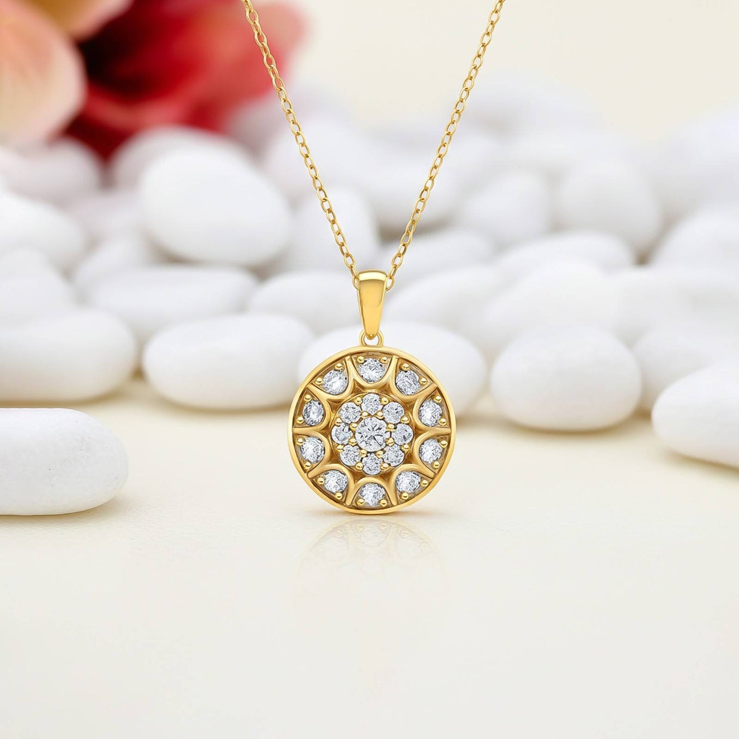 Golden Round Vintage Pendant For Her