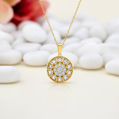 Golden Round Vintage Pendant For Her