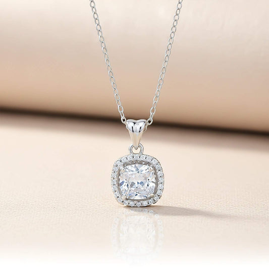 Silver Round Halo Pendant
