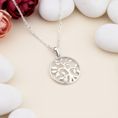 Silver Round Shape Tree Style Silver Pendant