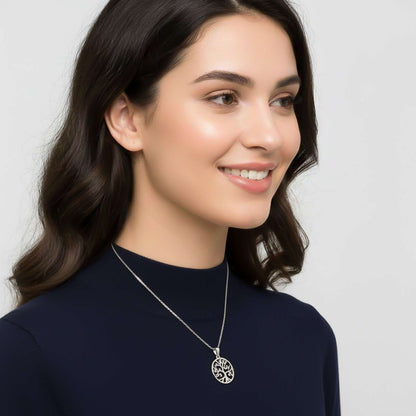 Silver Round Shape Tree Style Silver Pendant