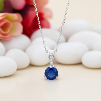 Silver Blue Sapphire & Cubic Zirconia Gemstone Pendant