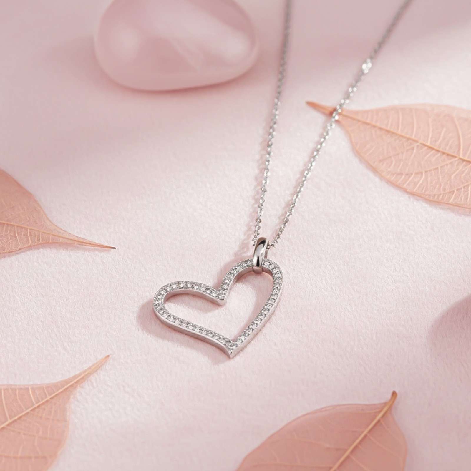 Silver Cubic Zirconia Heart love Pendant
