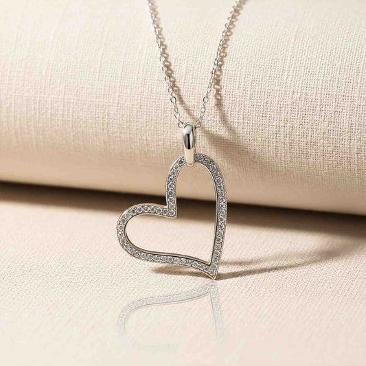 Silver Cubic Zirconia Heart love Pendant