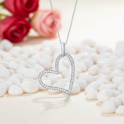 Silver Cubic Zirconia Heart love Pendant