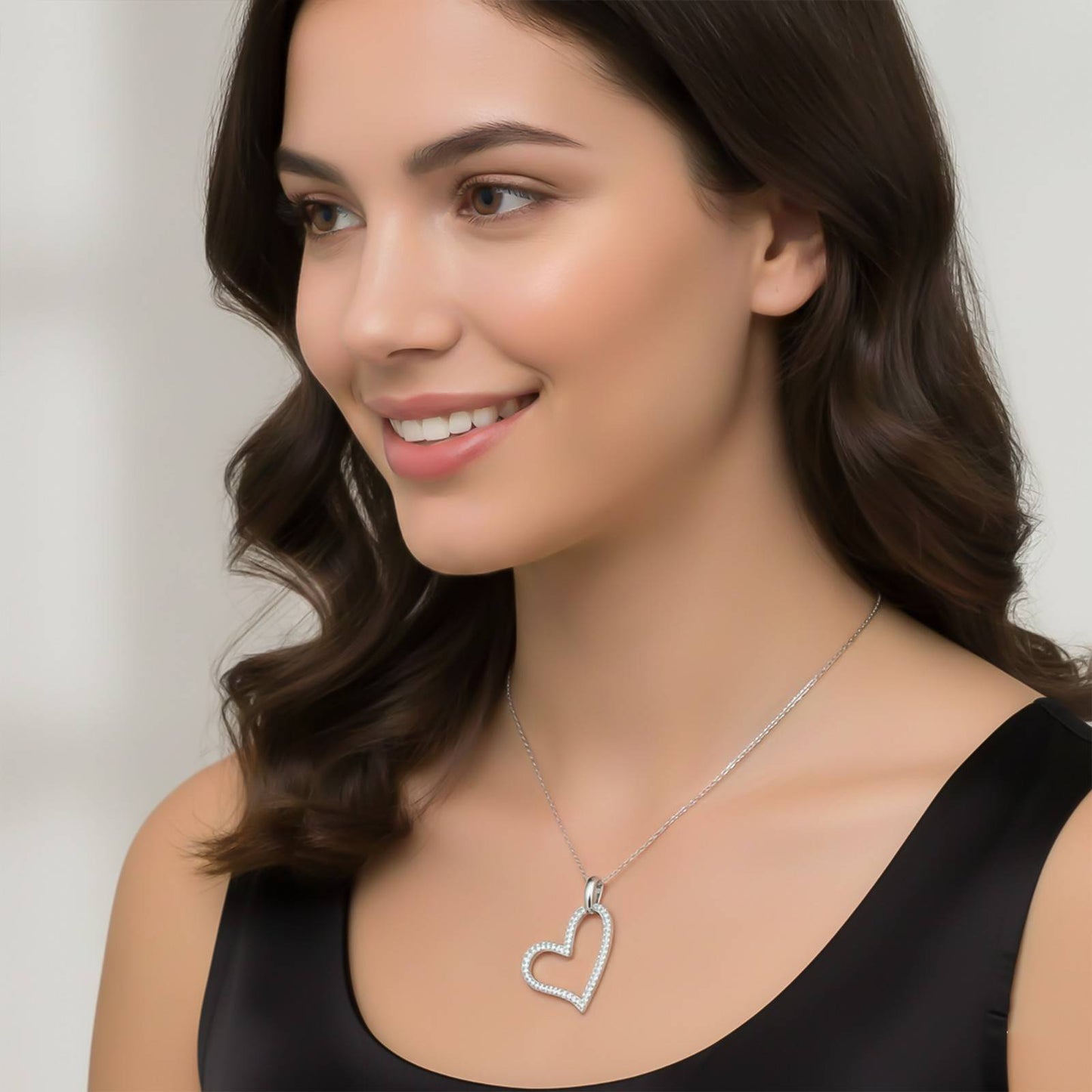 Silver Cubic Zirconia Heart love Pendant