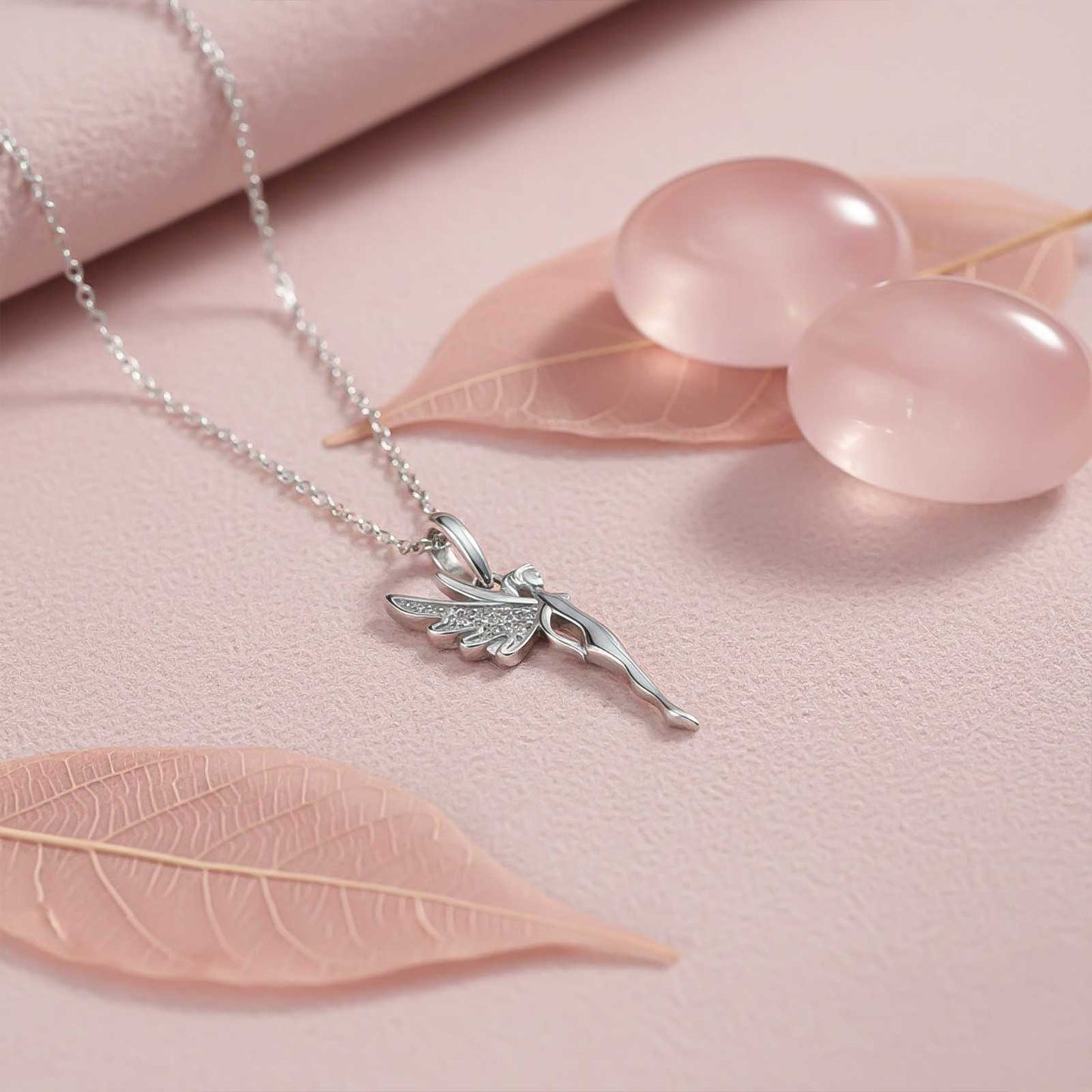 Sterling Silver CZ Flying Angel Fairy Charm Pendant