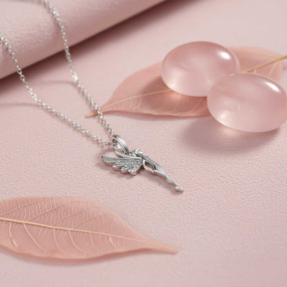 Sterling Silver CZ Flying Angel Fairy Charm Pendant