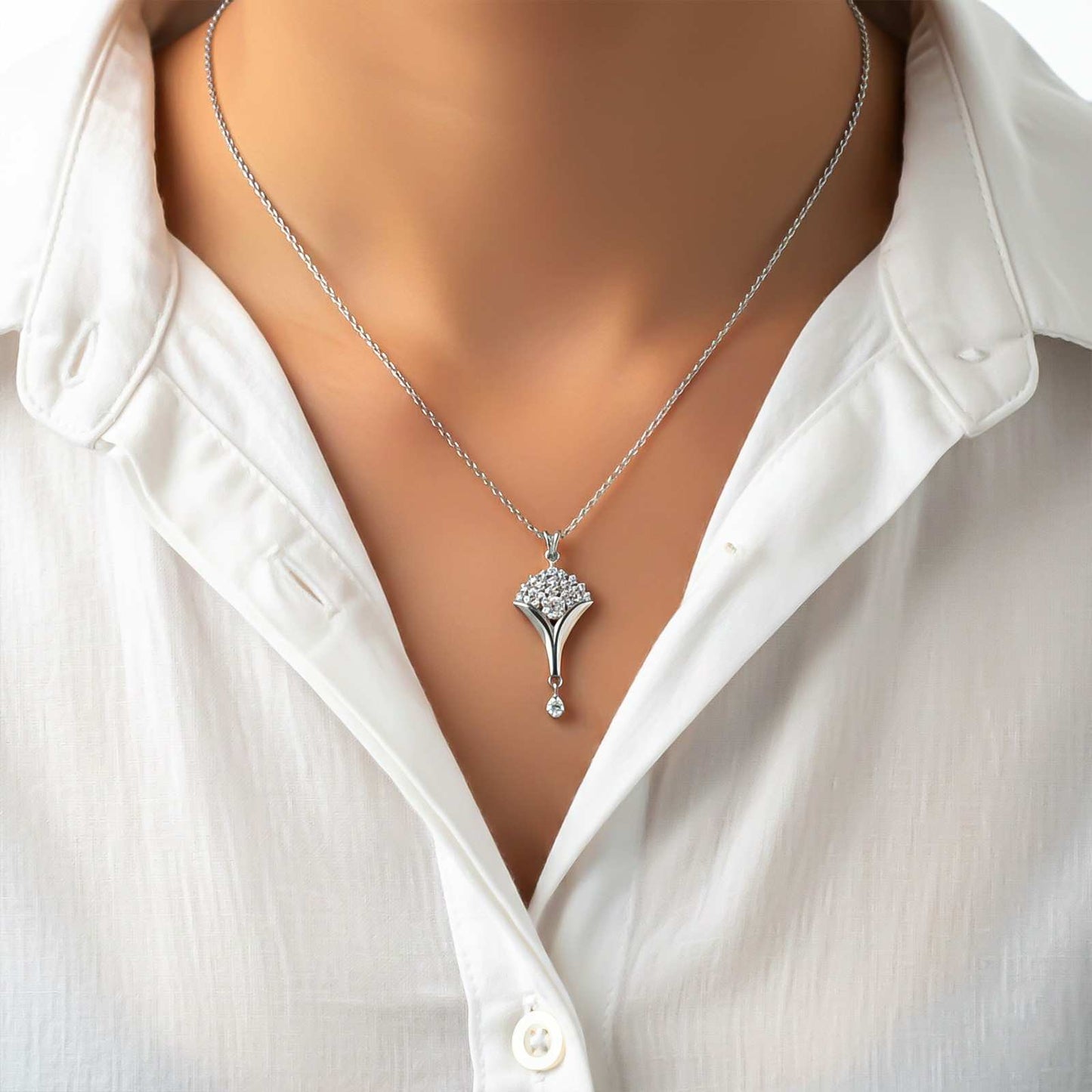 Silver Floral Bouquet Pendant