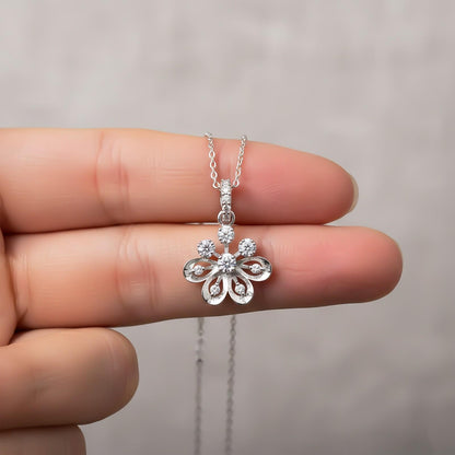 Sterling Silver CZ Floral Pendant
