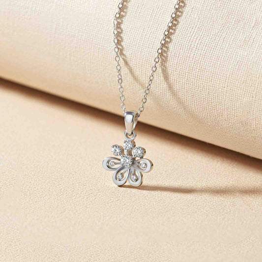 Sterling Silver CZ Floral Pendant
