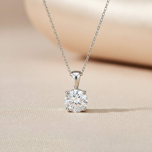 Silver Halo Cubic Zirconia Round Solitaire Pendant