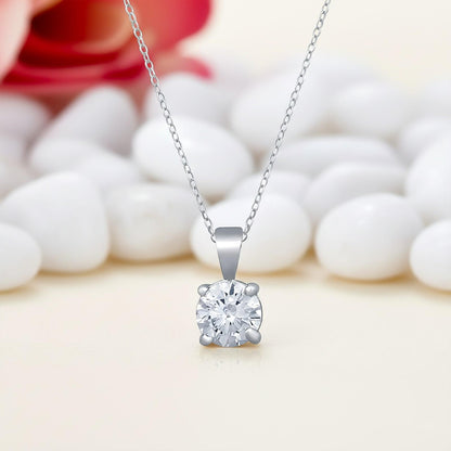 Silver Halo Cubic Zirconia Round Solitaire Pendant